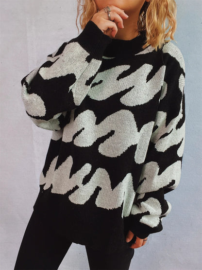 Stripe Craft Patchwork Knit Pullover