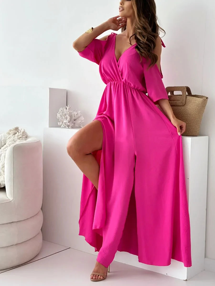 Flirty Sleeveless Off-Shoulder Maxi Dress
