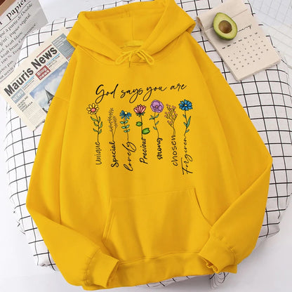 Funny Flower Print Hooded Sweatshirt