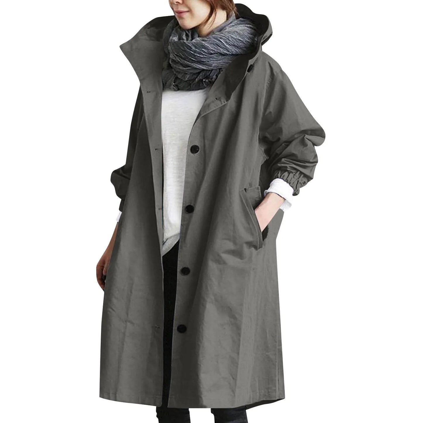 Women’s Long Hooded Trench Coat