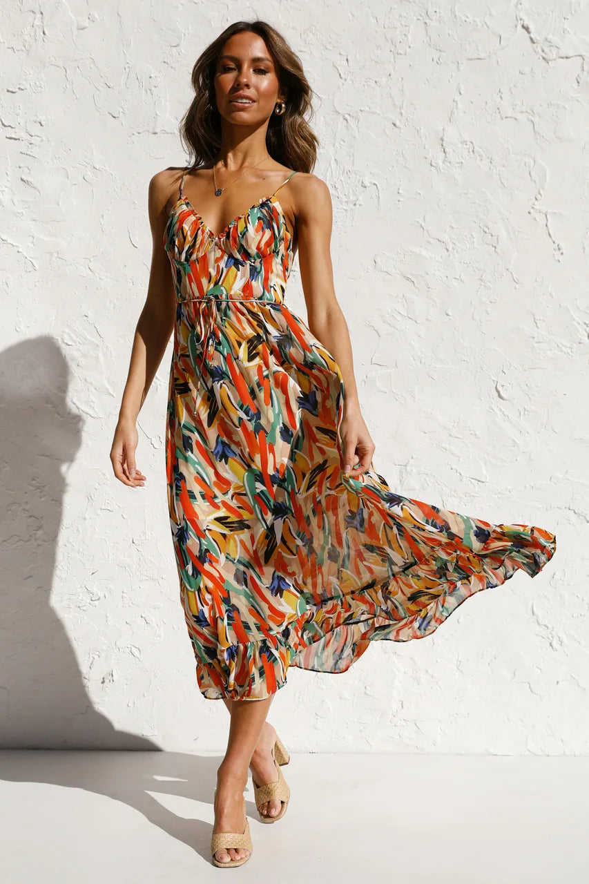 Summer Printed V-Neck Dress