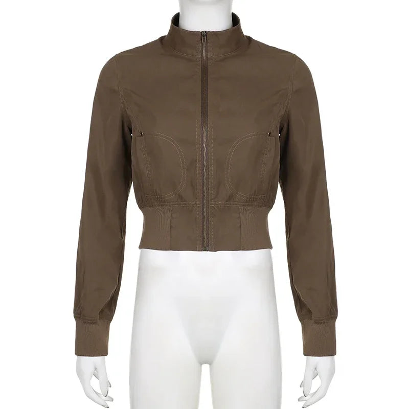 Retro Glow Turtleneck Crop Bomber