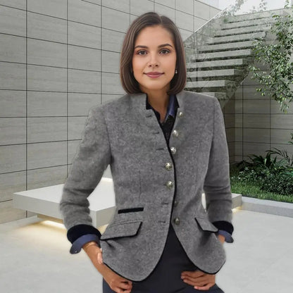 Contrast Color Woolen Cardigan Coat