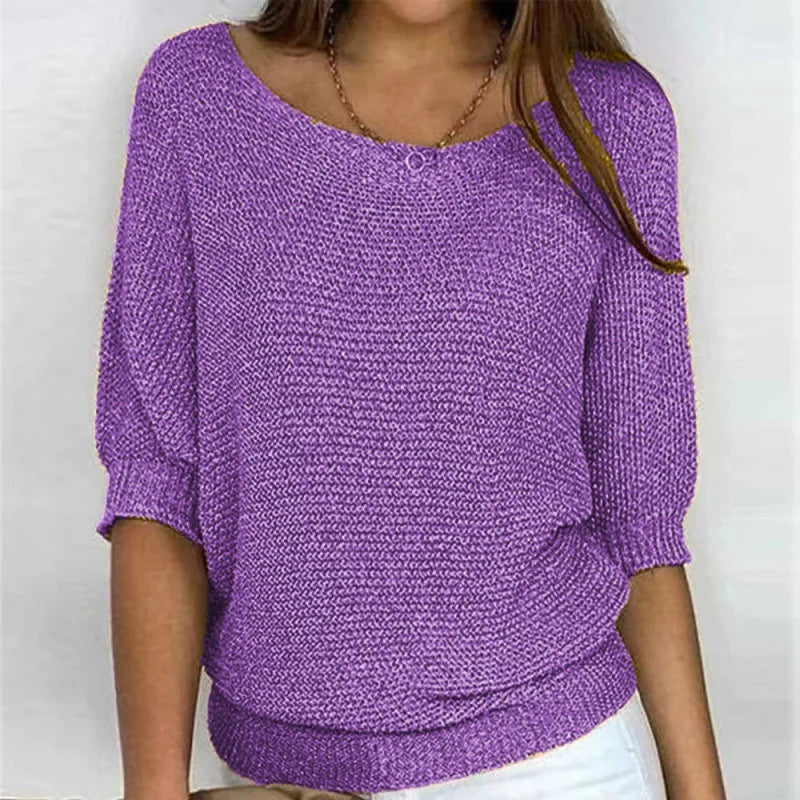 Elegant Spliced Knit Sweater for Women