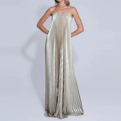 Chic Pleated Tube Top Dress