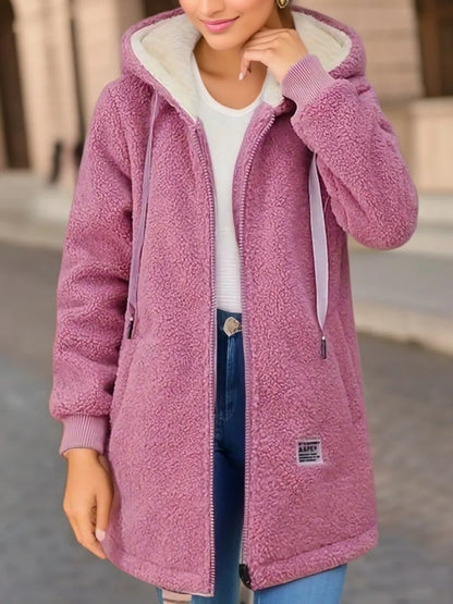 Mid-Length Zipper Jacket with Embroidered Lettering
