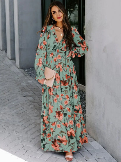 Chic Boho Ruffle Maxi Dress