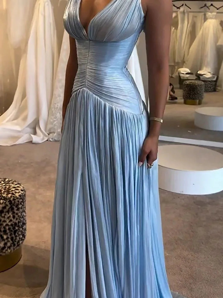 Eternal Glow V-Neck Evening Gown