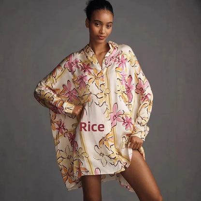 Chic Doodle Print Cardigan Dress