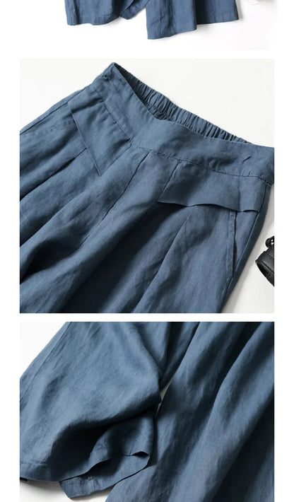 Art Ease Cotton Linen Wide Leg Pants