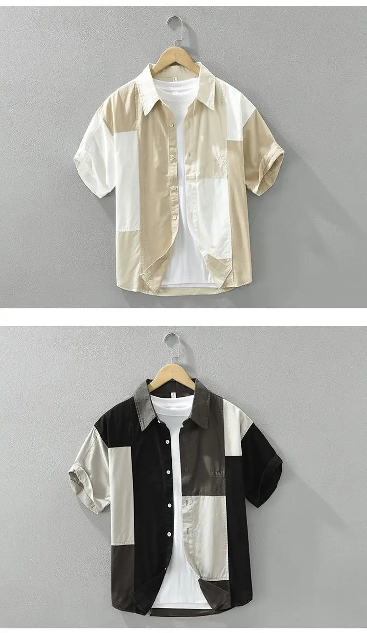 Korean Embroidered Splice Punk Shirt
