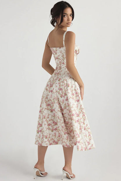 EleganceBloom Halter Floral Dress