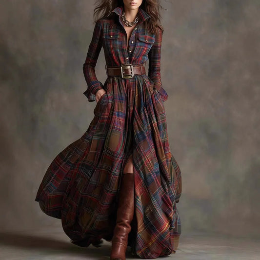 Women’s Plaid Maxi Shirt Dress