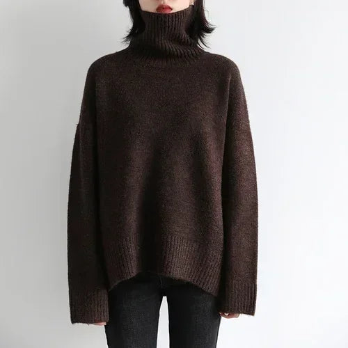 Women's Loose-Fit Turtleneck Knit Sweater