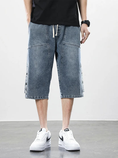 Men’s Washed Denim Capri Shorts