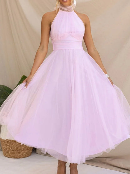 Chiffon Halter Neck Dress