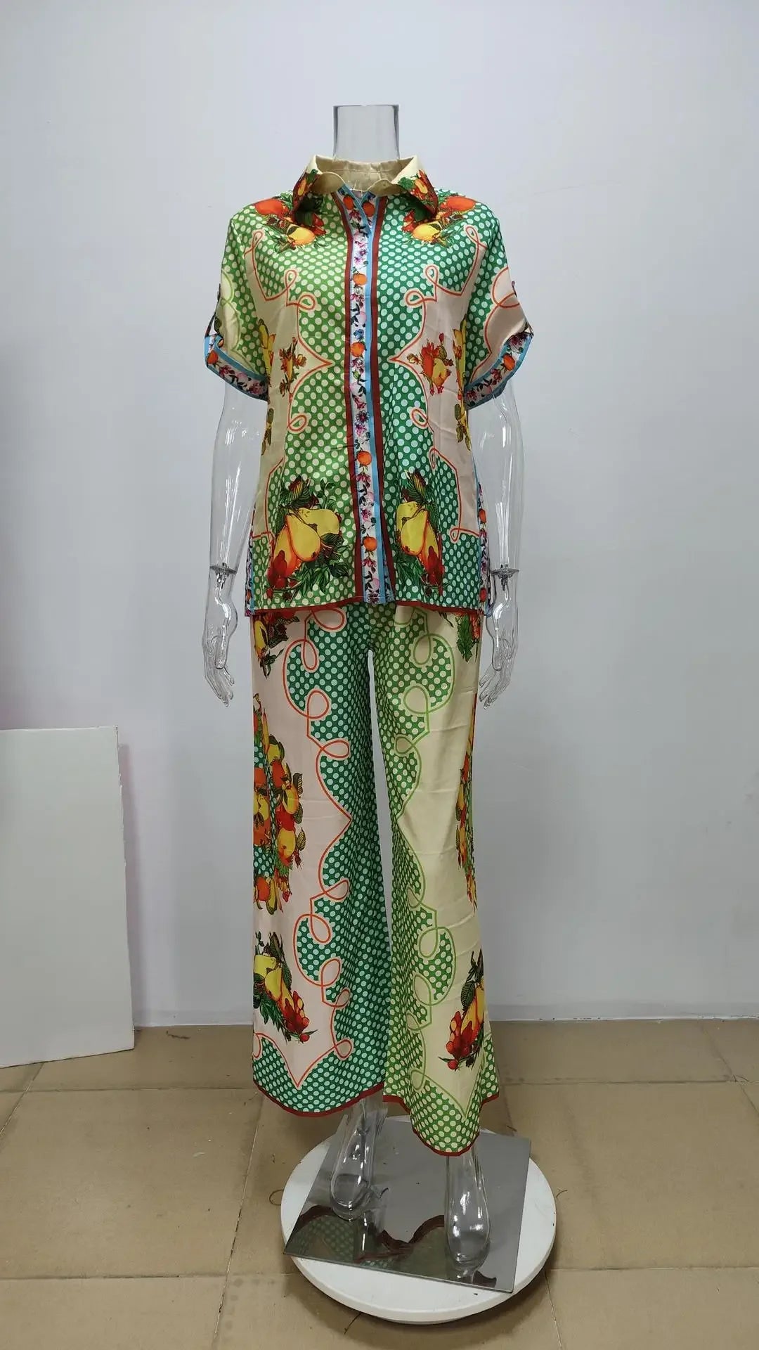 Vibrant Colorblock Wide-Leg Two-Piece Set