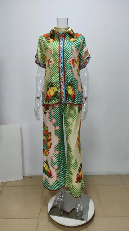 Vibrant Colorblock Wide-Leg Two-Piece Set