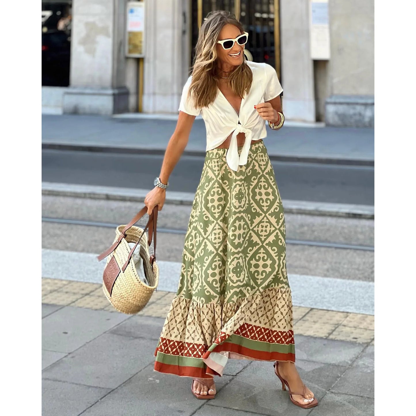 Sunlit Charm Bohemian Maxi Skirt