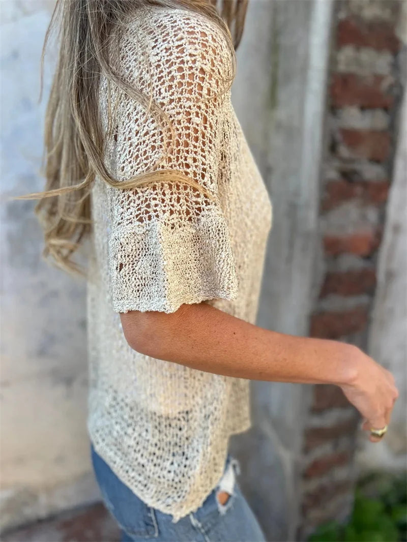 Hollow Out V-Neck Cardigan Top