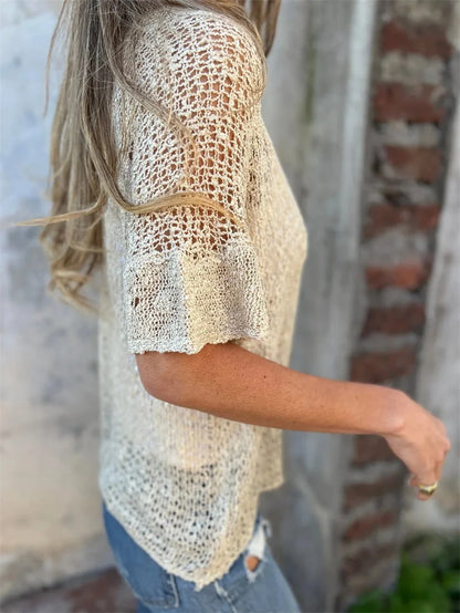 Hollow Out V-Neck Cardigan Top