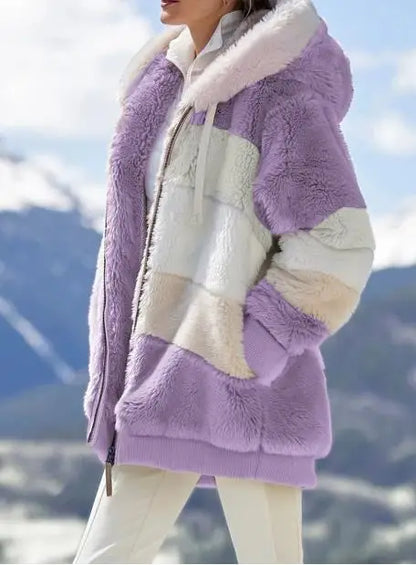 Hooded Plush Coat — Stylish Warm Zip-Up