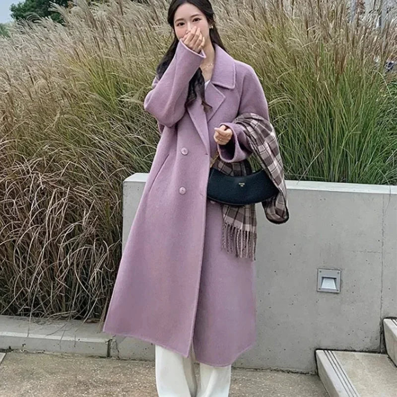 Elegant Woolen Mid-Long Coat