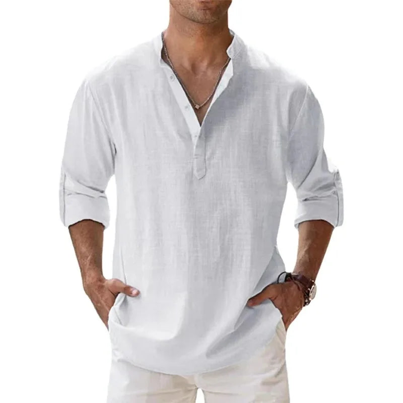 Lightweight Cotton Henley Beach Shirt