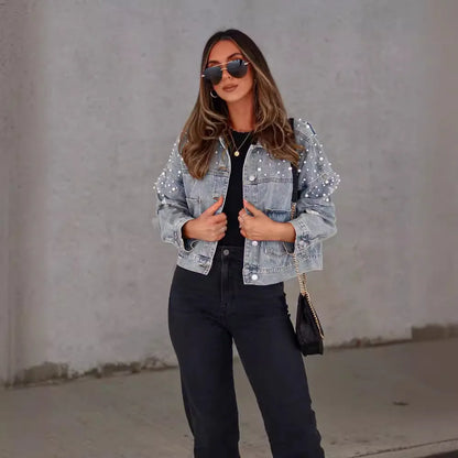 Glam Starry Beaded Denim Jacket