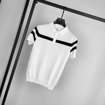 Ice Silk Striped Knit T-Shirt