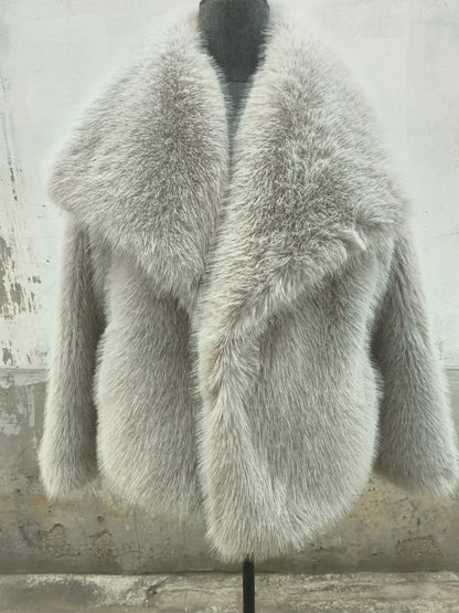 Fur Belle Turn-Down Collar Jacket