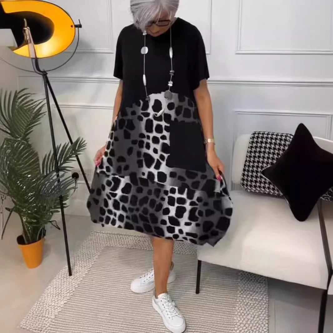 Leopard Print A-Line Midi Dress