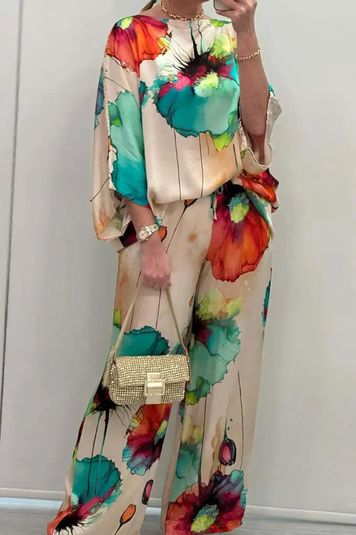 Elegant Satin Trousers Set