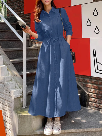 Denim Elegance Maxi Dress