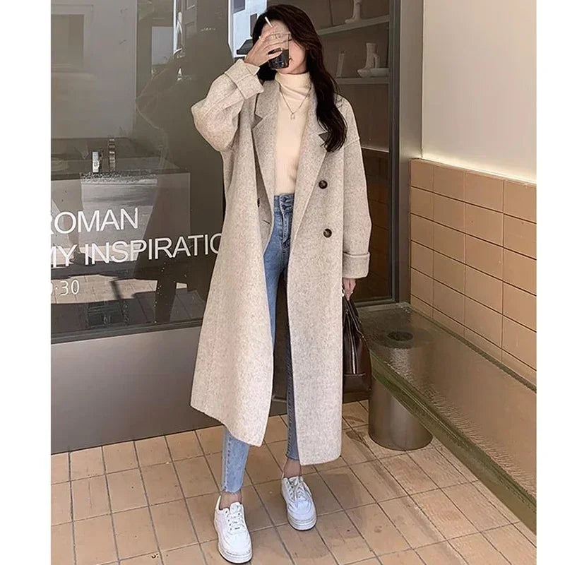 Elegant Woolen Mid-Long Coat