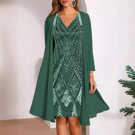 Vintage Elegance Chiffon Dress Set