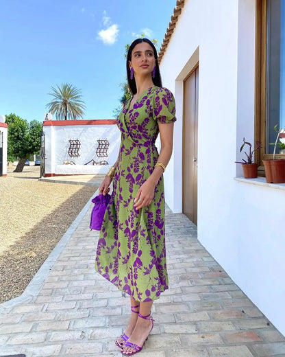 Women's Boho Floral V-Neck Dress