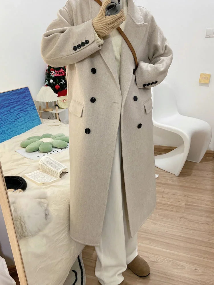 Double-Breasted Woolen Coat