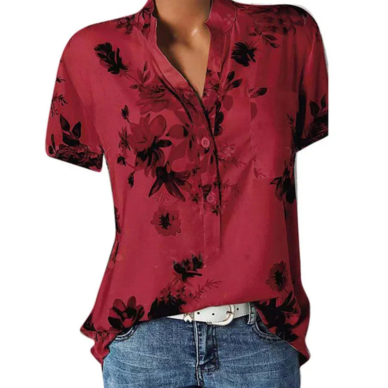 Floral V-Neck Summer Tee for Women