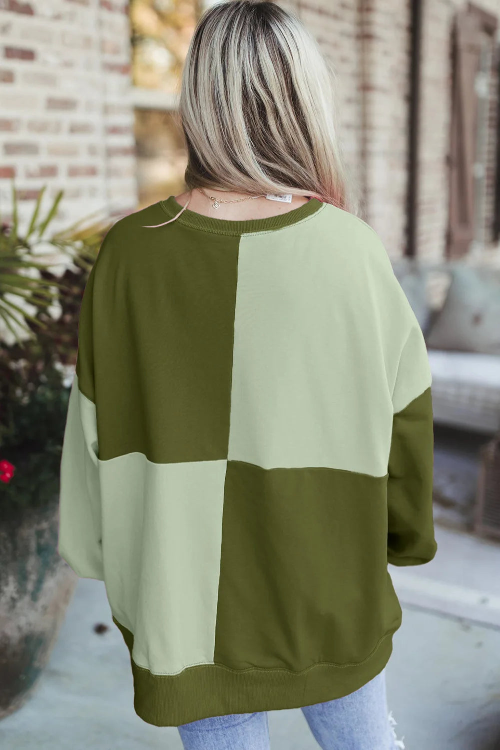Trendy Contrast Buckle Sweatshirt