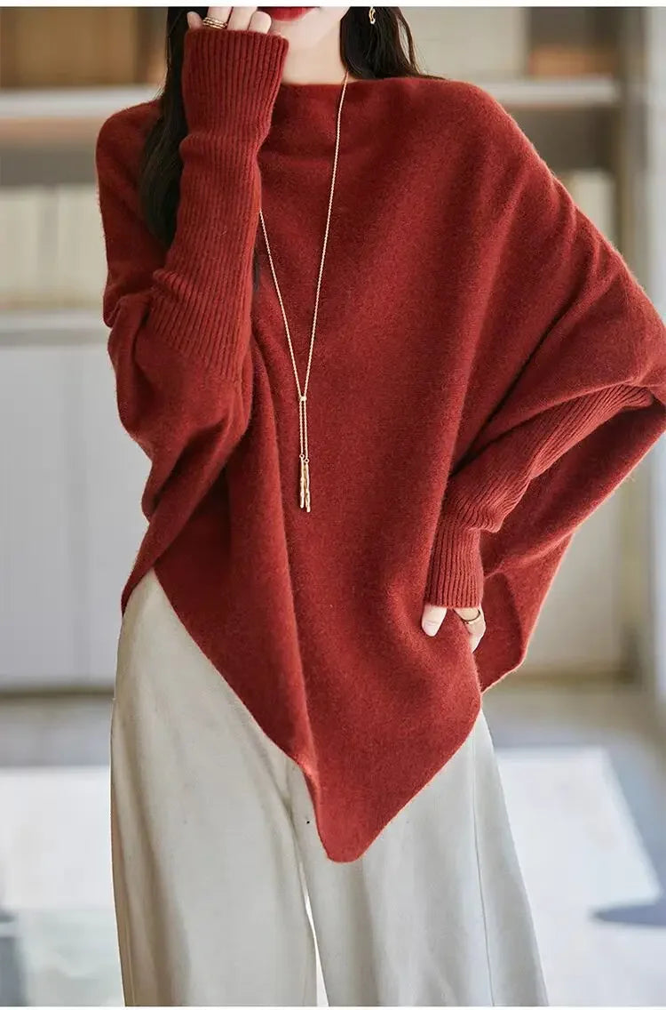Batwing Sleeve Irregular Knit Sweater