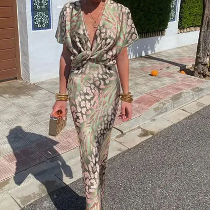 Boho Elegance V-Neck Dress