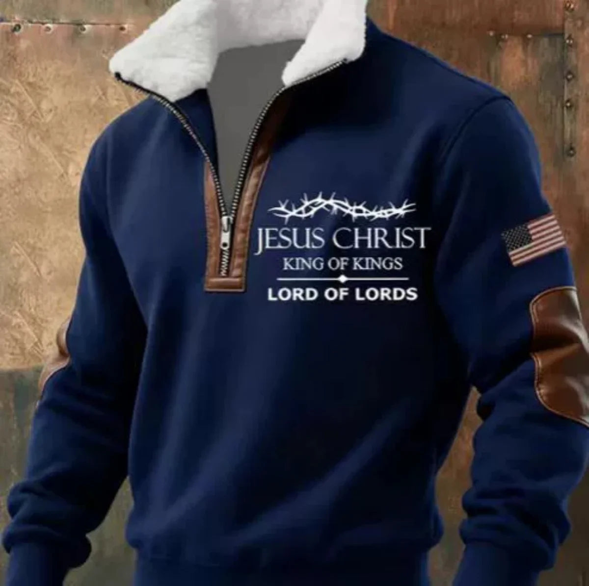 Men’s 3D Printed Half-Zip Winter Jacket