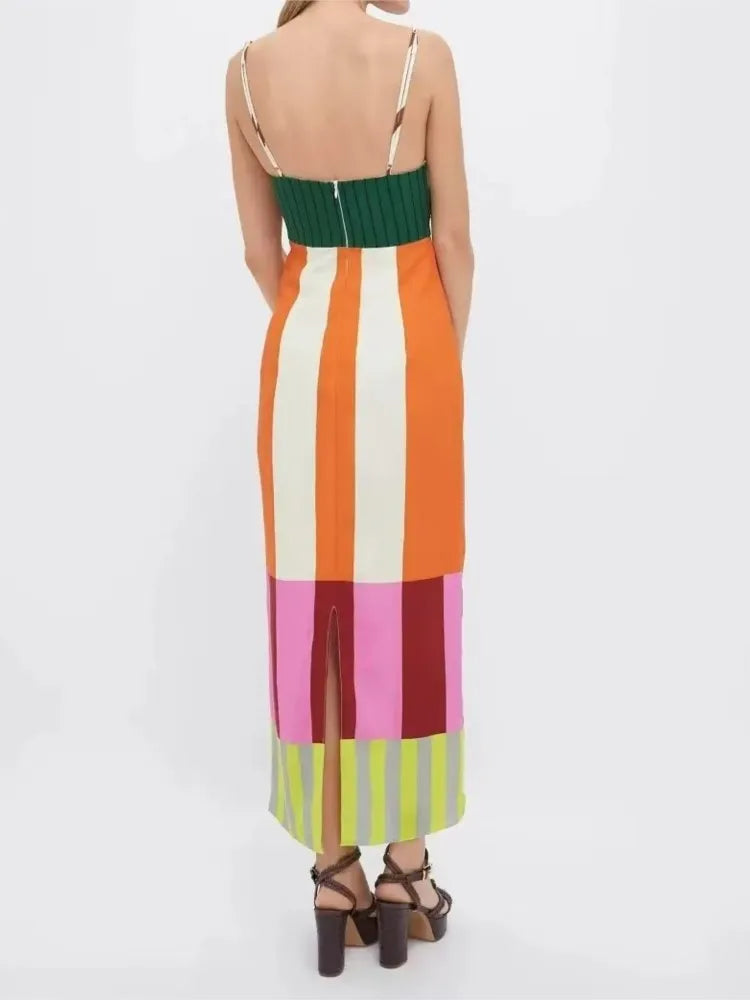 Rainbow Stripes Boho Party Dress