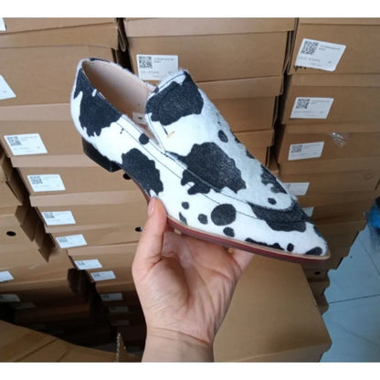 Stylish Cowhide Pointed Toe Loafers