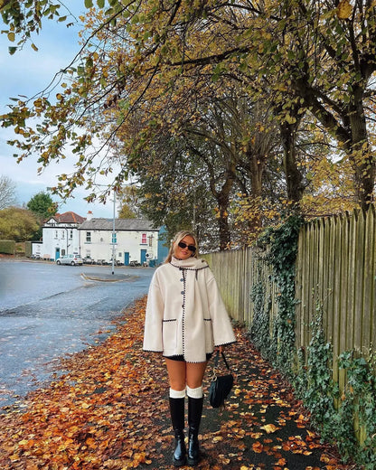 Cozy Weave Scarf Splice Wool Coat