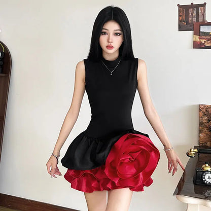 3D Floral Patchwork A-Line Dress