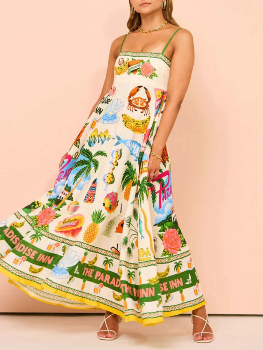 Colorful Elegance Halter Swing Dress