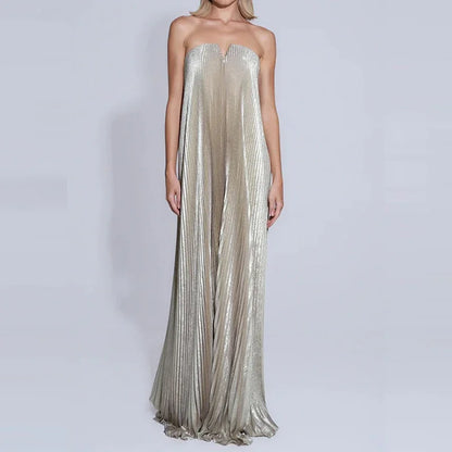 Chic Pleated Tube Top Dress