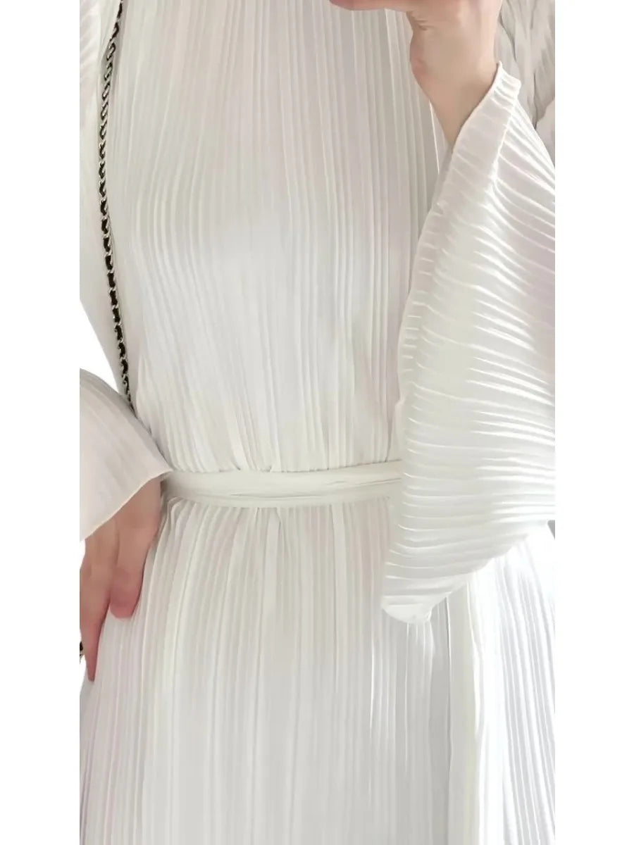 Pleated Flare Sleeve Maxi Dress